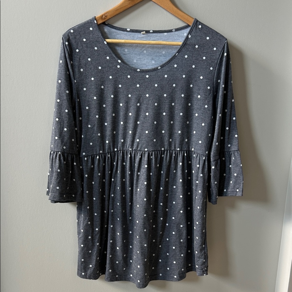Polka Dot Maternity Blouse - Gray